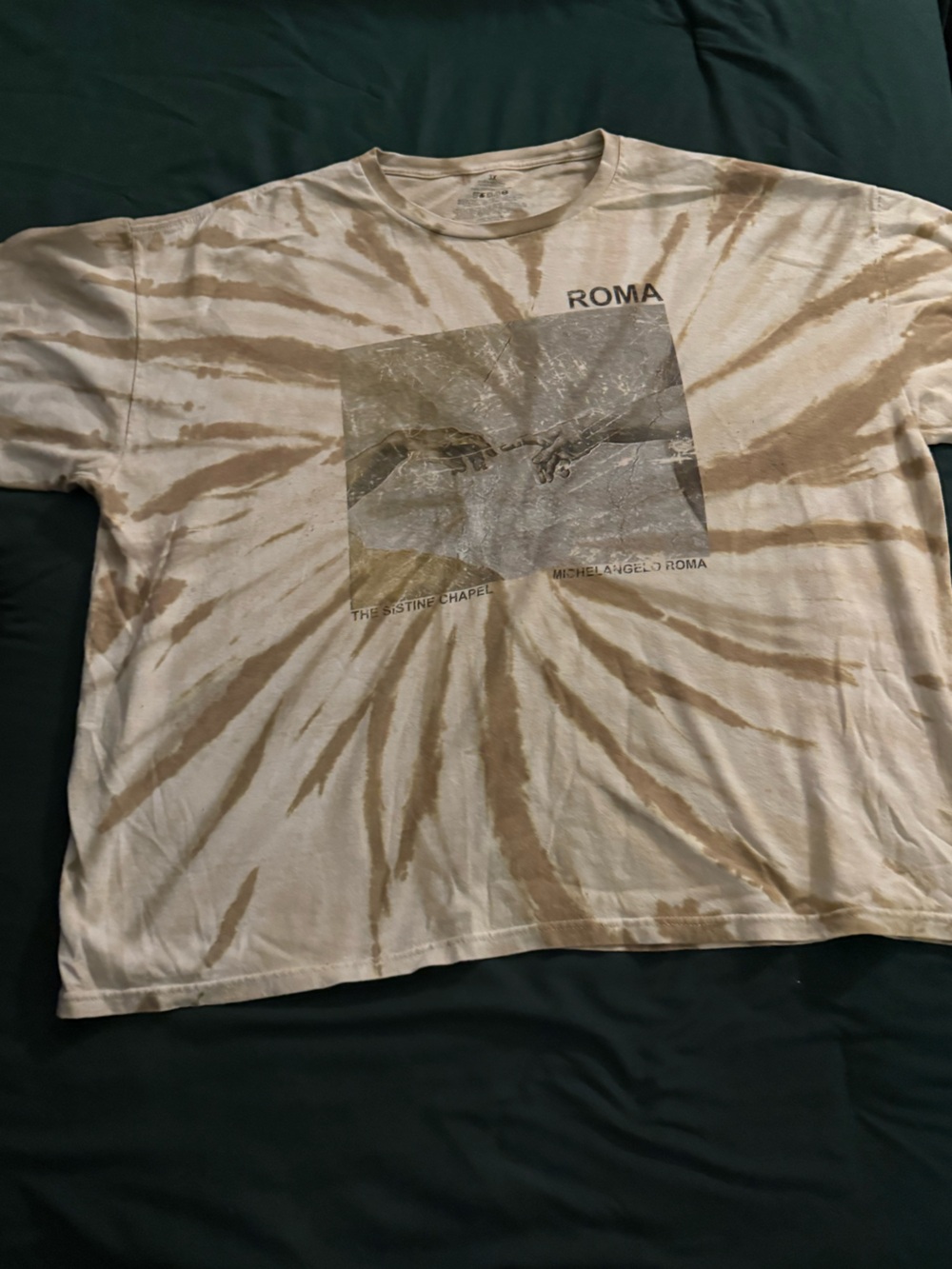 Men’s ROMA Tie-Dye Graphic Tee with Beige Burst